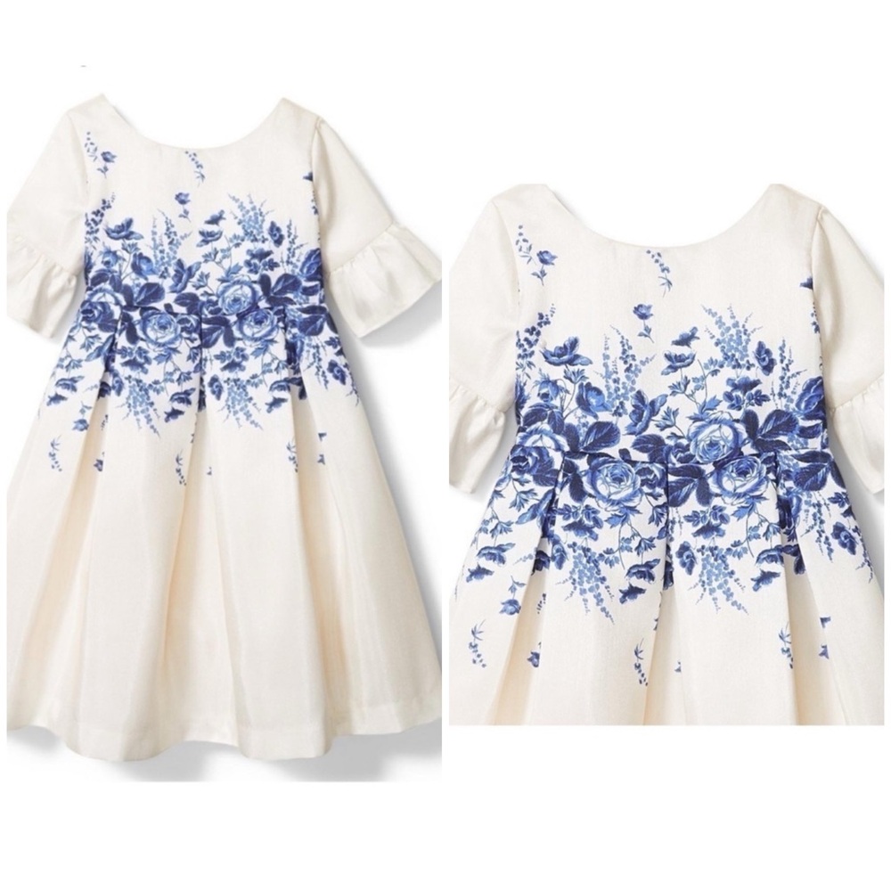 NWOT!Janie & Jack Floral Blue and off white Girl Dress